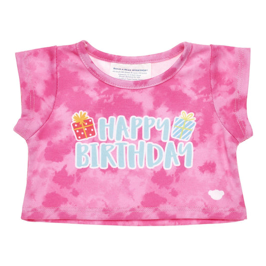 Pink Tie-Dye Birthday T-Shirt for Stuffed Animals - US 8034