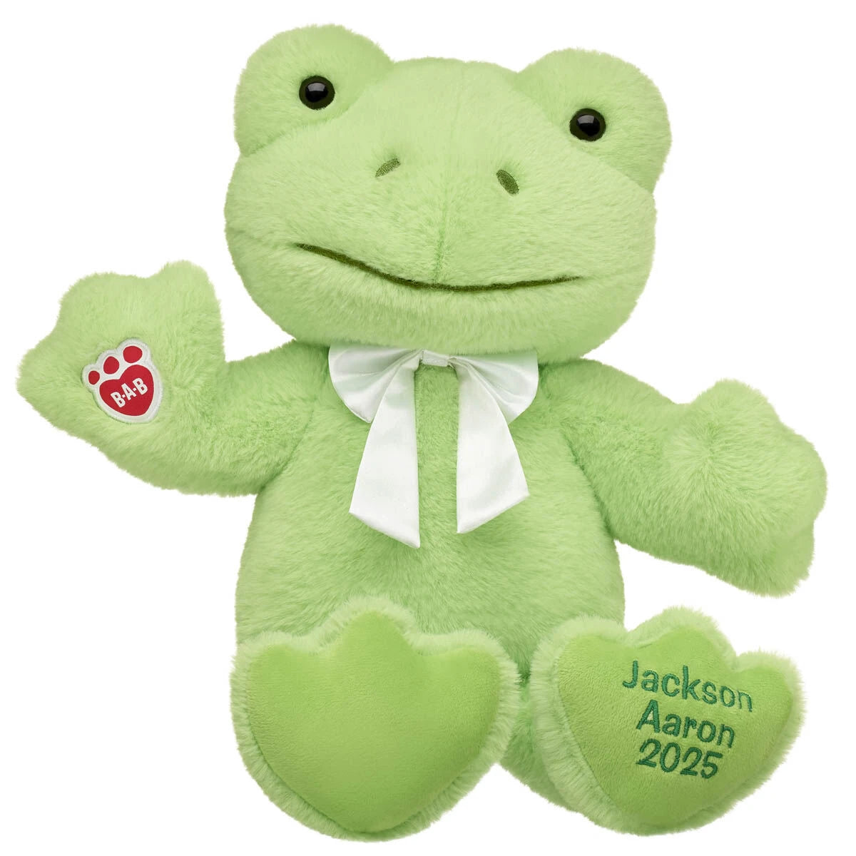 Embroidered Spring Green Frog Plush &amp; White Gifting Bow | Build-A-Bear® - US 9663