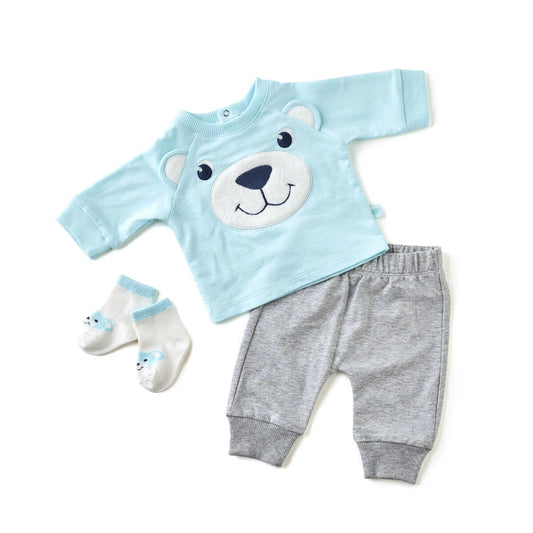 Blue Bear Baby Outfit With Socks - Size 9 Months for Stuffed Animals | Build-A-Bear® - US 7769