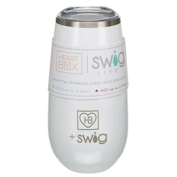 6 oz. HeartBox x Swig Life White Stemless Flute | Build-A-Bear® - US 6719