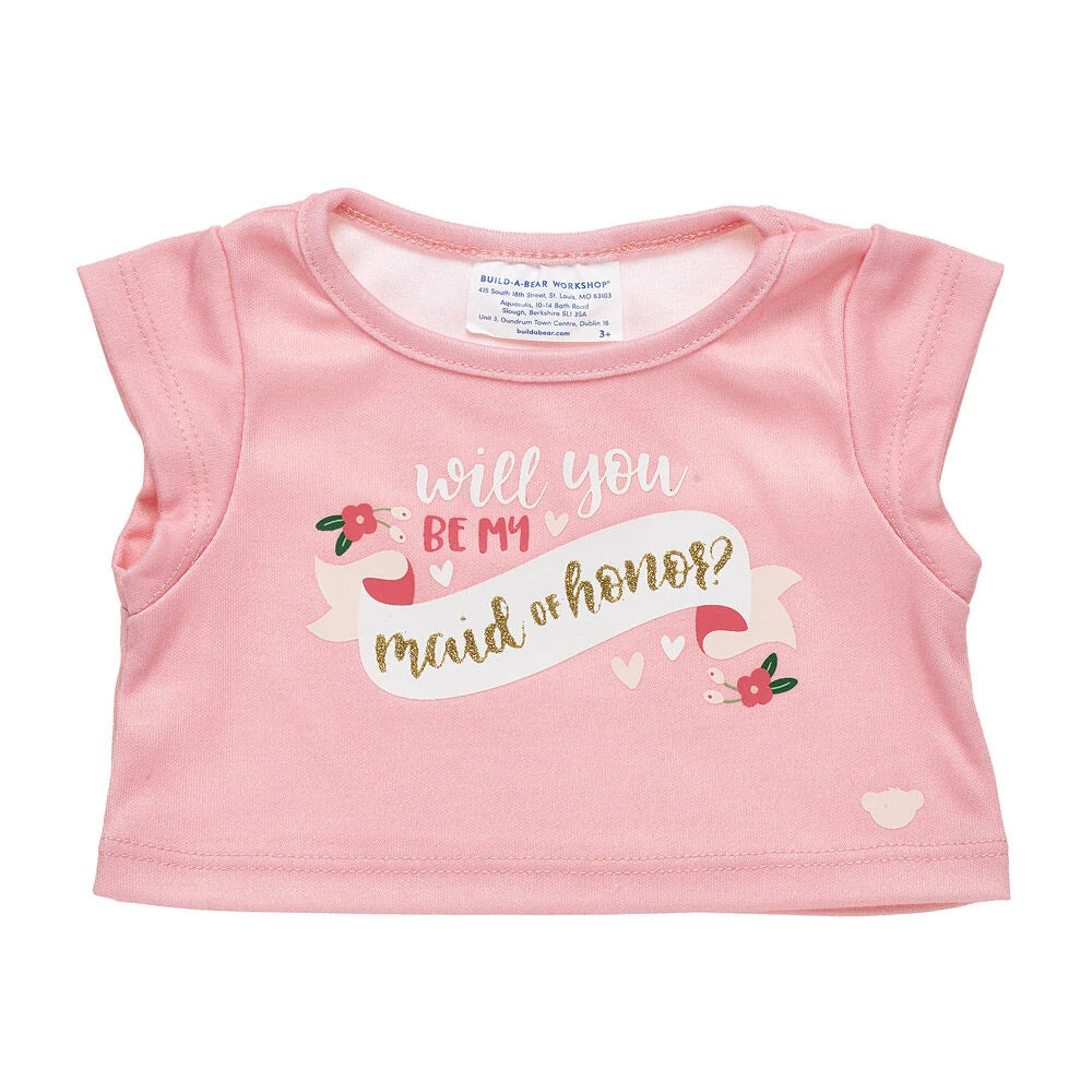 "Will You Be My Maid of Honor?" T-Shirt for Stuffed Animals | Build-A-Bear® - US 0903
