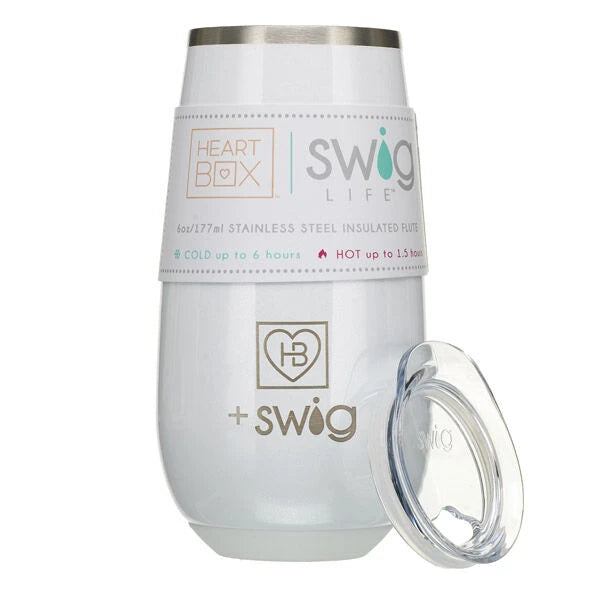 6 oz. HeartBox x Swig Life White Stemless Flute | Build-A-Bear® - US 1962