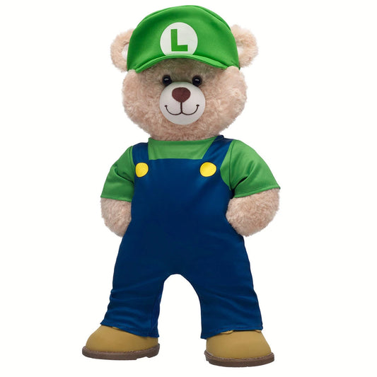 Super Mario Happy Hugs Teddy Bear Luigi Gift Set | Build-A-Bear - US 0574