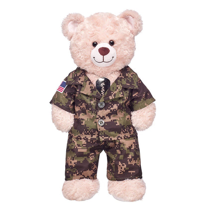 Green Digital Camo Uniform with USA Flag for Stuffed Animals | Build-A-Bear® - US 6043