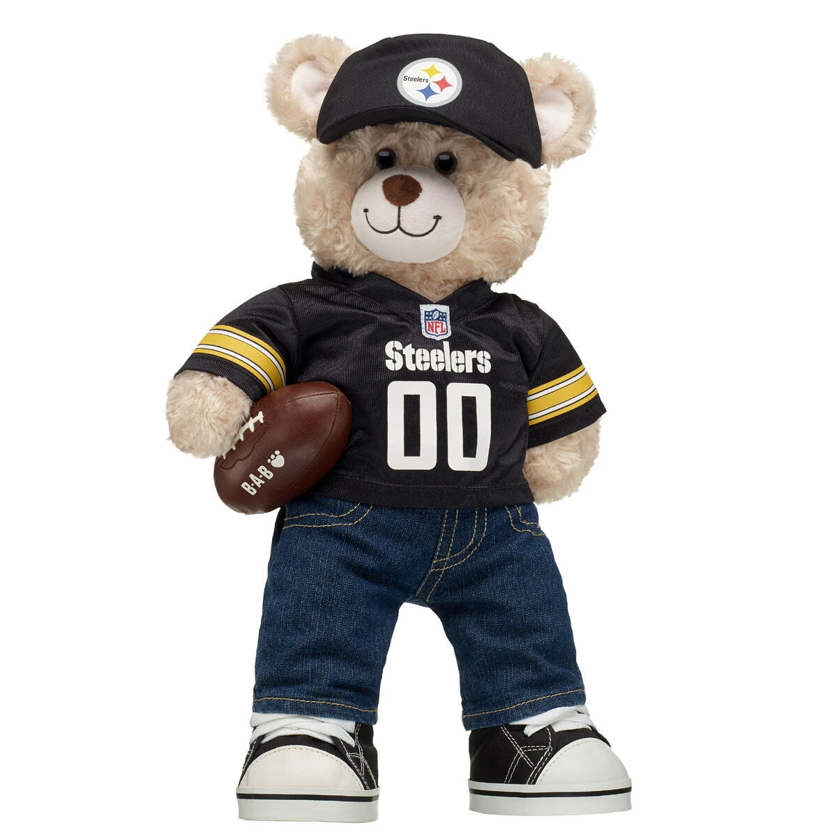 Pittsburgh Steelers Happy Hugs Teddy Bear Hat &amp; Football Set - US 1429