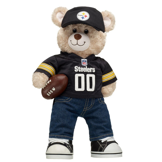 Pittsburgh Steelers Happy Hugs Teddy Bear Hat &amp; Football Set - US 4225