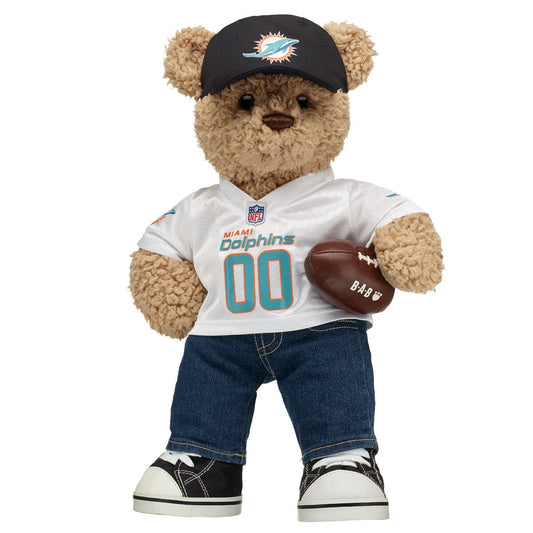 Miami Dolphins Timeless Teddy Bear Fan Hat &amp; Football Set - US 5328