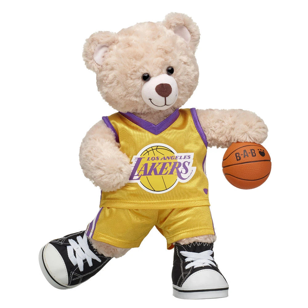 Los Angeles Lakers Happy Hugs Teddy Bear Basketball Gift Set | Build-A-Bear® - US 6637
