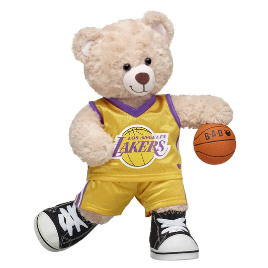 Los Angeles Lakers Happy Hugs Teddy Bear Basketball Gift Set | Build-A-Bear® - US 8674