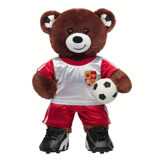Let's Goal Bear Red Soccer Uniform Gift Set | Build-A-Bear - US 9740