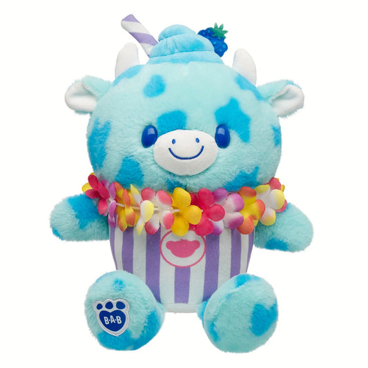 Blue Raspberry Cow Slushie Plushie w/ Lei Necklace | BAB - US 5384