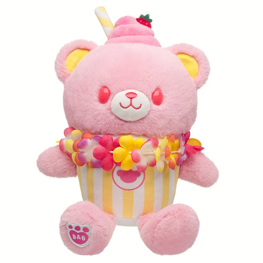 Strawberry Lemonade Bear Slushie Plushie  w/ Lei | BAB - US 6704