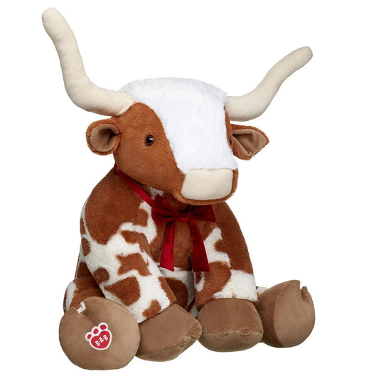 Giant Longhorn Cow Plush &amp; Red Gifting Bow | Build-A-Bear® - US 9207