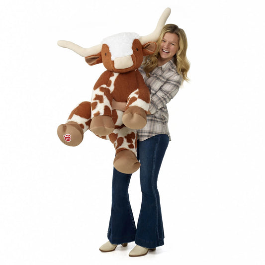 Giant Longhorn Cow Plush &amp; Red Gifting Bow | Build-A-Bear® - US 2248