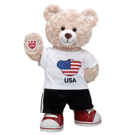 Happy Hugs Teddy Bear USA T-Shirt Gift Set | Build-A-Bear - US 1301