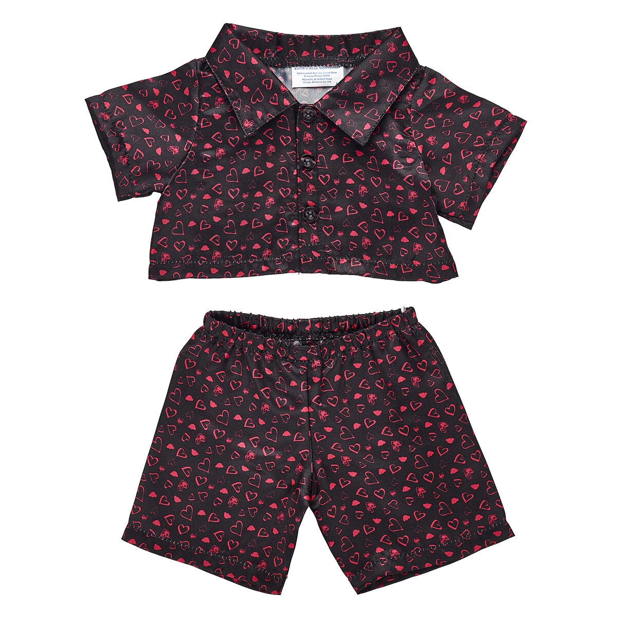 Black Heart Satin Pajamas for Stuffed Animals | Build-A-Bear® - US 8996