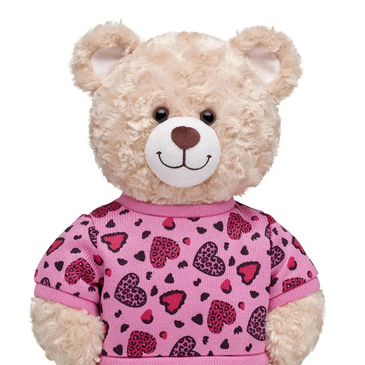 Leopard Print Heart Sweater | Build-A-Bear - US 8415