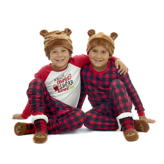 Build-A-Bear Pajama Shop™ Buffalo Check Bear Slipper Socks - Toddler, Youth &amp; Adult - US 5038